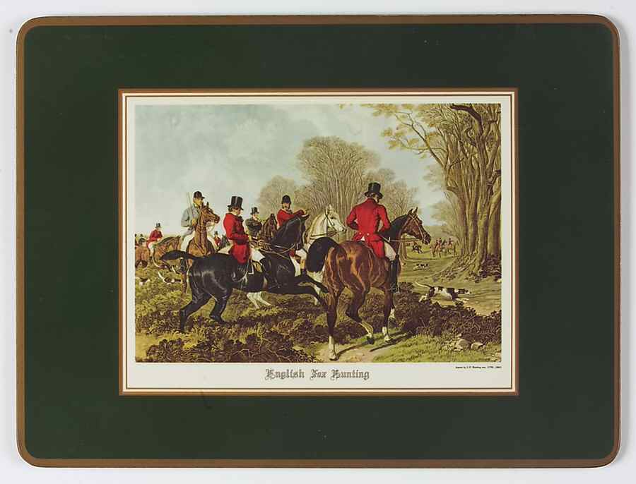 Herring Hunt, The Hunt (Green, Scalloped) Corkboard Placemat by Spode-1