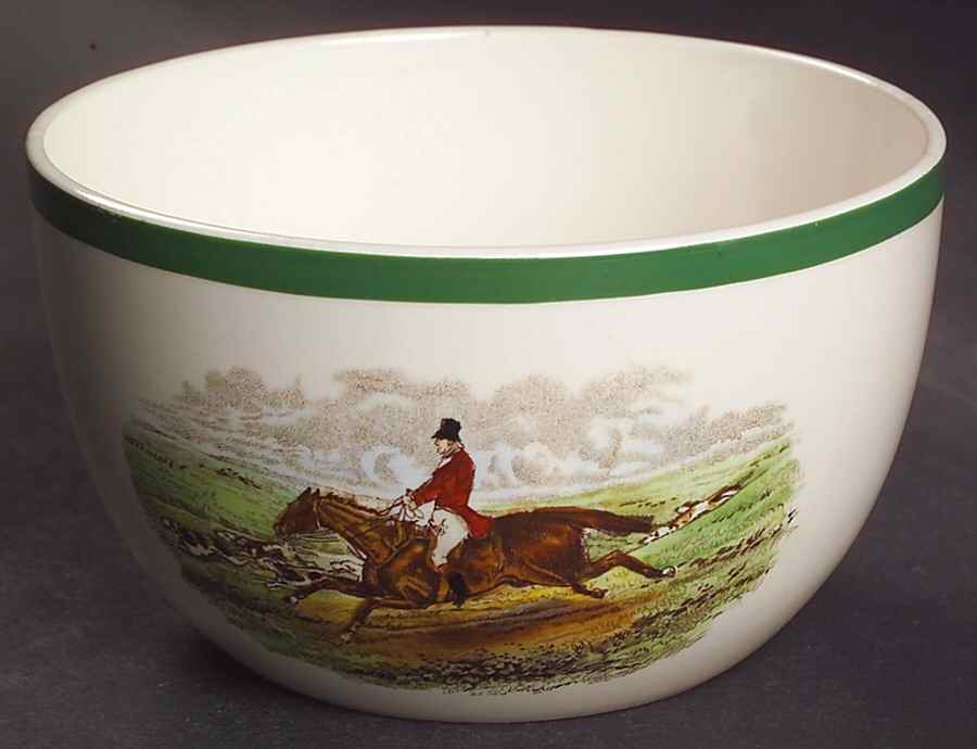 Herring Hunt, The Hunt (Green, Scalloped) Rice Bowl by Spode-1