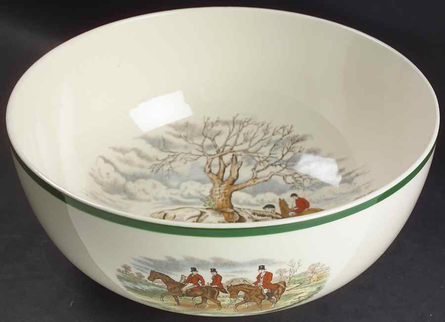 Herring Hunt, The Hunt (Green, Scalloped) 9" Salad Serving Bowl by Spode-1