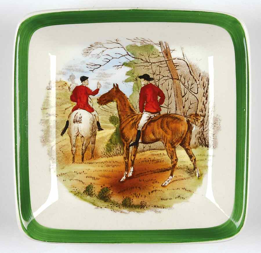 Herring Hunt, The Hunt (Green, Scalloped) Sauce Dip by Spode-1