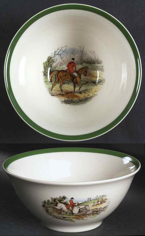 Herring Hunt, The Hunt (Green, Scalloped) Nut Dish by Spode-1