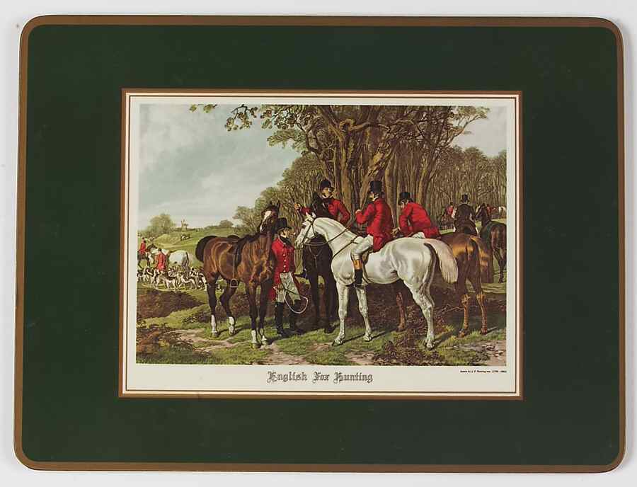 Herring Hunt, The Hunt (Green, Scalloped) Corkboard Placemat by Spode-1