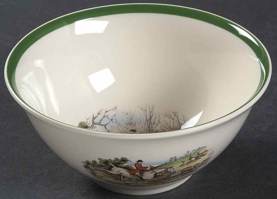 Herring Hunt, The Hunt (Green, Scalloped) Potpourri/Nut/Chip Bowl by Spode-1