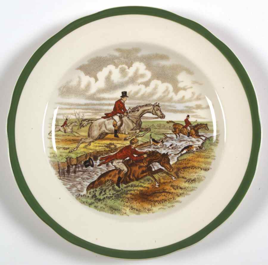 Herring Hunt, The Hunt (Green, Scalloped) Salad Plate by Spode-1