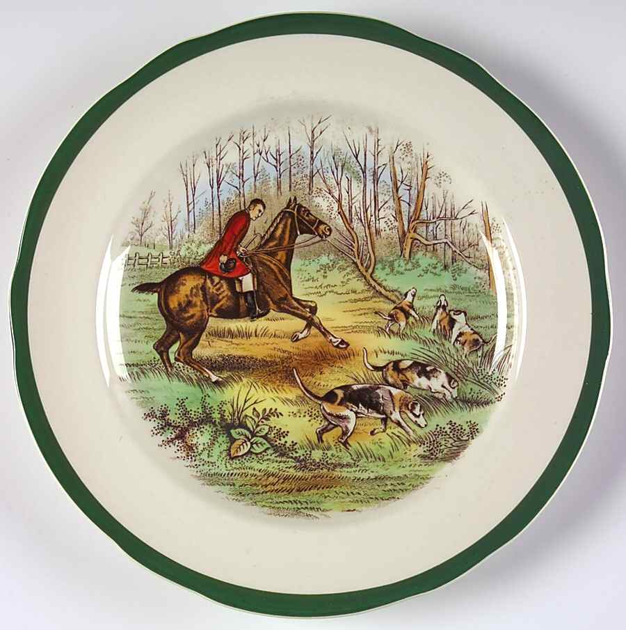Herring Hunt, The Hunt (Green, Scalloped) Salad Plate by Spode-1