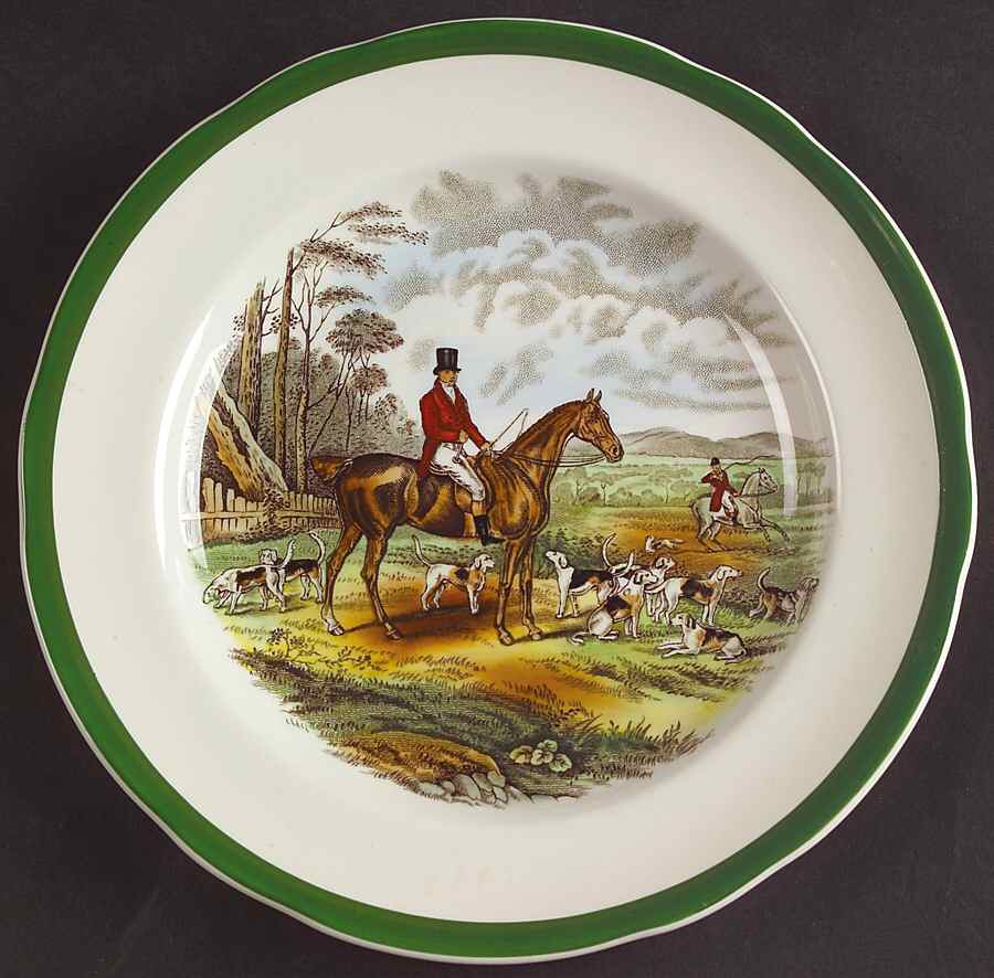 Herring Hunt, The Hunt (Green, Scalloped) Salad Plate by Spode-1