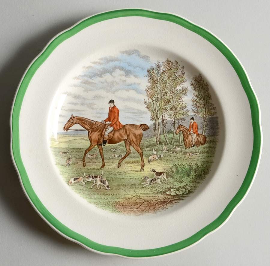 Herring Hunt, The Hunt (Green, Scalloped) Salad Plate by Spode-1