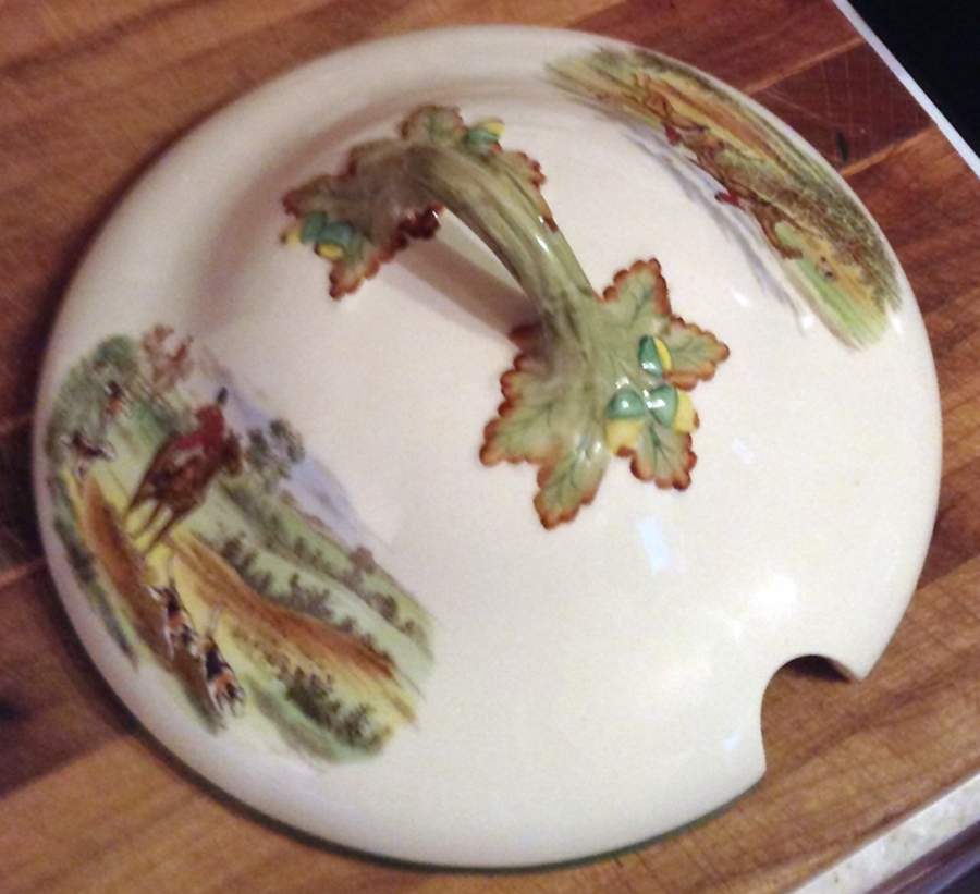 Herring Hunt, The Hunt (Green, Scalloped) Lid for Tureen by Spode-1