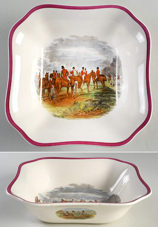 Herring Hunt The Hunt Red 9" Square Vegetable Bowl by Spode-1