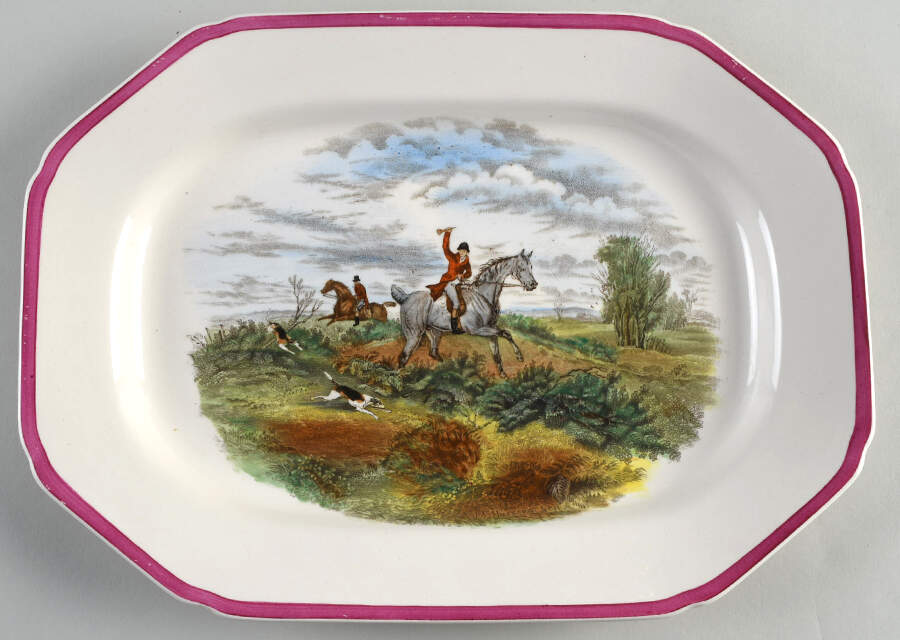 Herring Hunt The Hunt Red 12" Oval Serving Platter by Spode-1