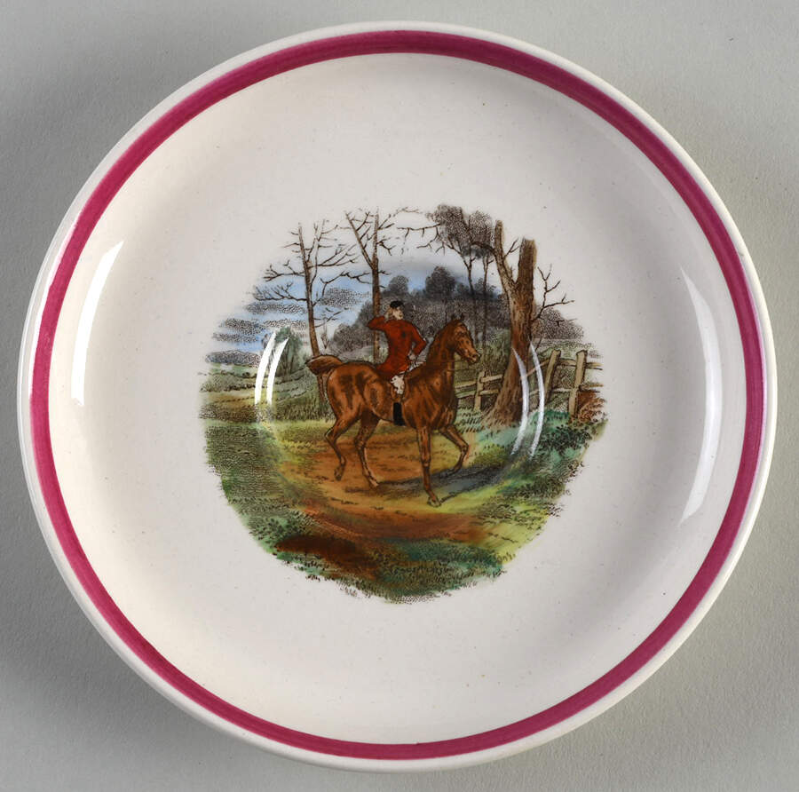 Herring Hunt The Hunt Red Saucer for Flat Demitasse Cup by Spode-1