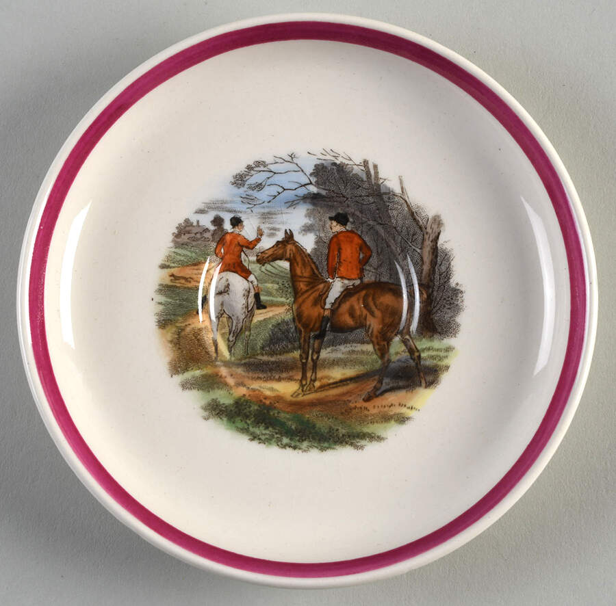 Herring Hunt The Hunt Red Saucer for Flat Demitasse Cup by Spode-1