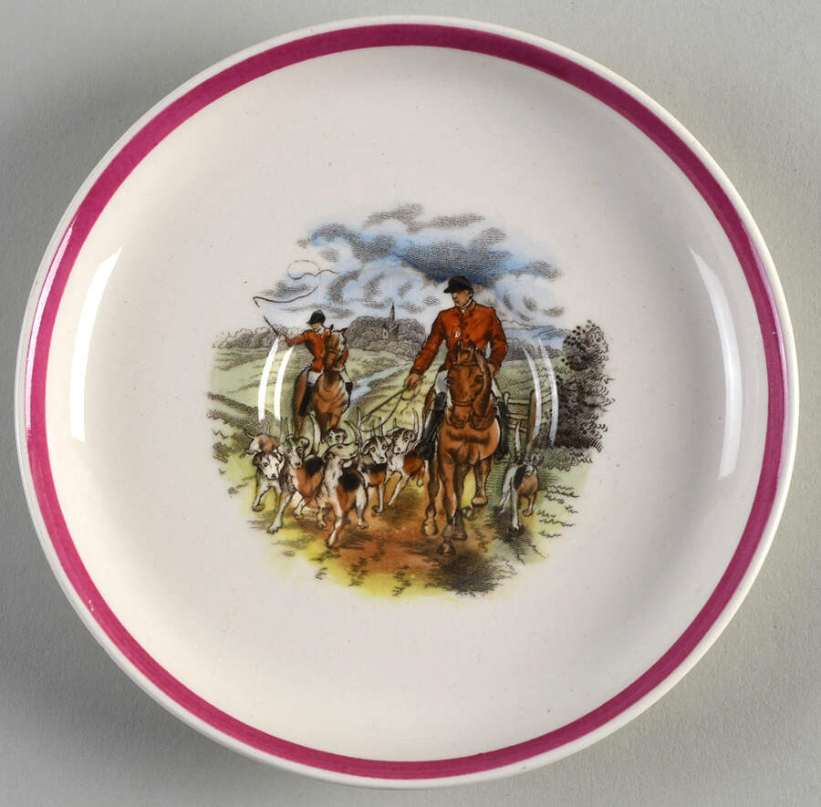 Herring Hunt The Hunt Red Saucer for Flat Demitasse Cup by Spode-1
