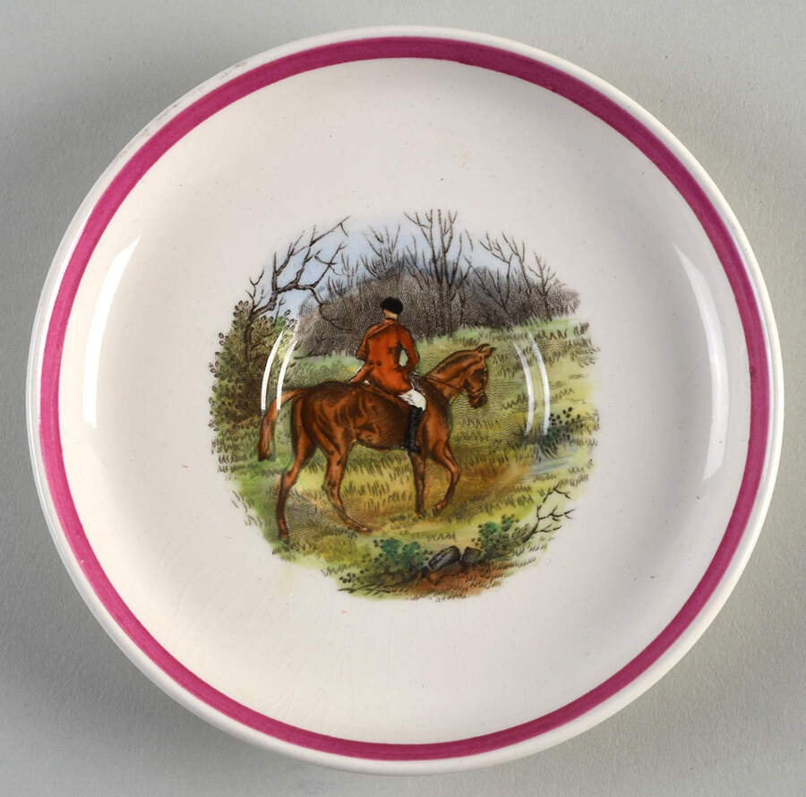Herring Hunt The Hunt Red Saucer for Flat Demitasse Cup by Spode-1