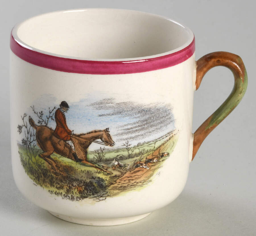 Herring Hunt The Hunt Red Flat Demitasse Cup by Spode-1