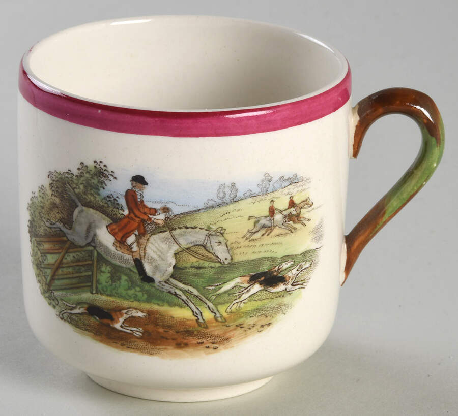 Herring Hunt The Hunt Red Flat Demitasse Cup by Spode-1