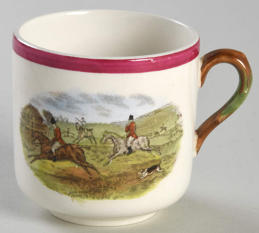 Herring Hunt The Hunt Red Flat Demitasse Cup by Spode-1
