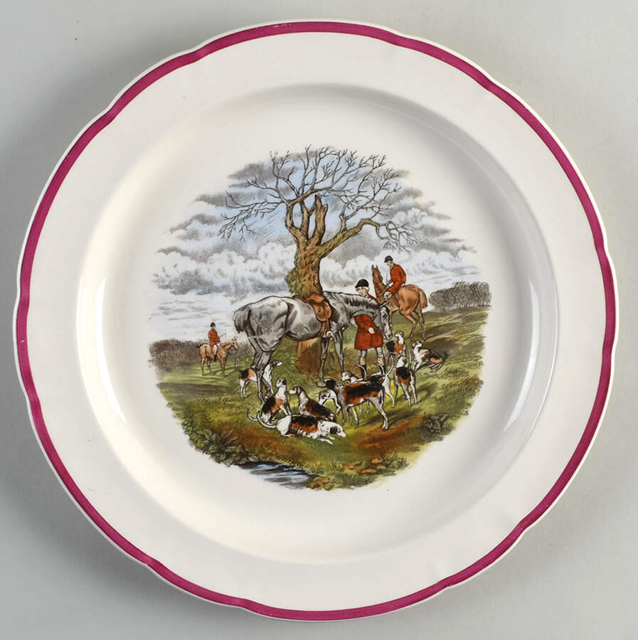 Herring Hunt The Hunt Red 12" Chop Plate (Round Platter) by Spode-1