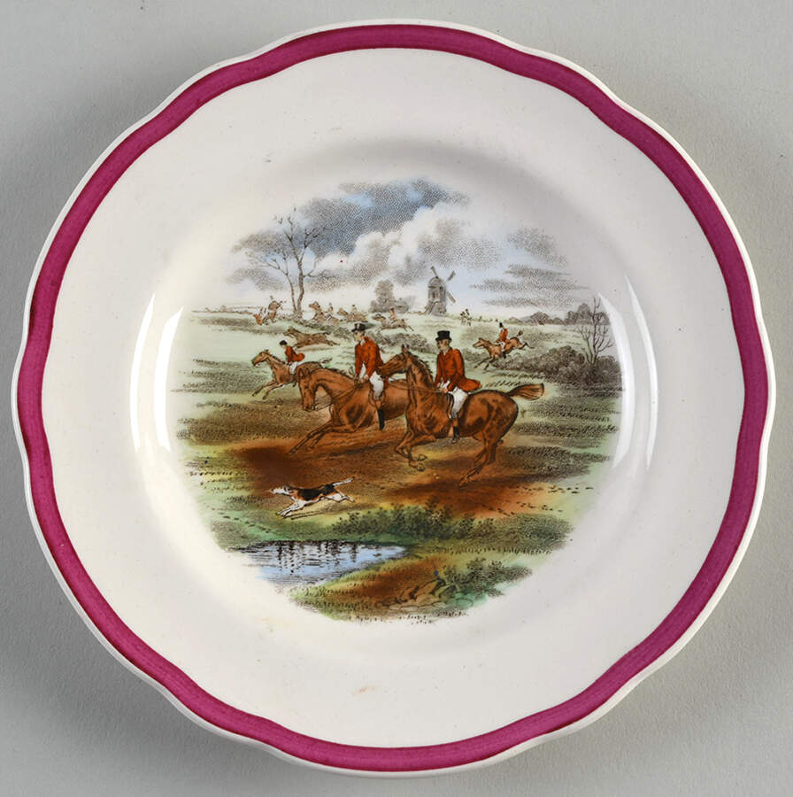 Herring Hunt The Hunt Red Bread & Butter Plate by Spode-1