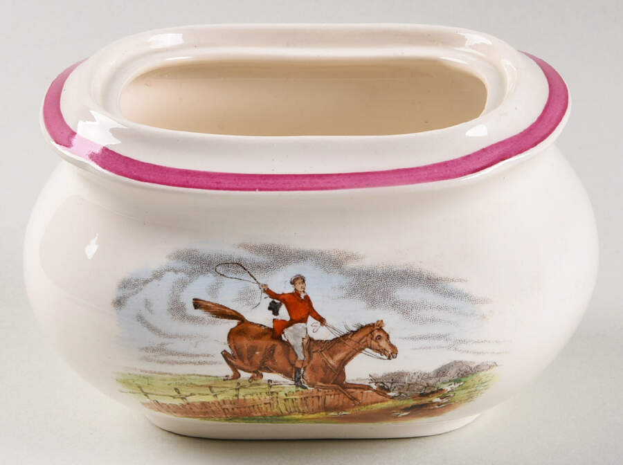 Herring Hunt The Hunt Red Sugar Bowl No Lid by Spode-1
