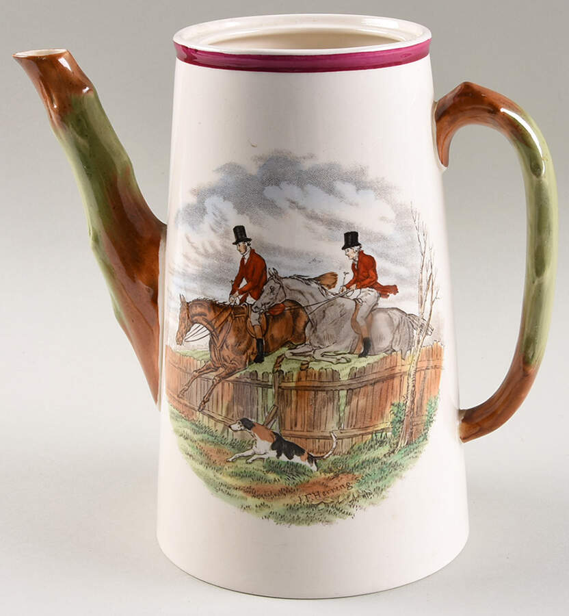 Herring Hunt The Hunt Red Coffee Pot No Lid by Spode-1