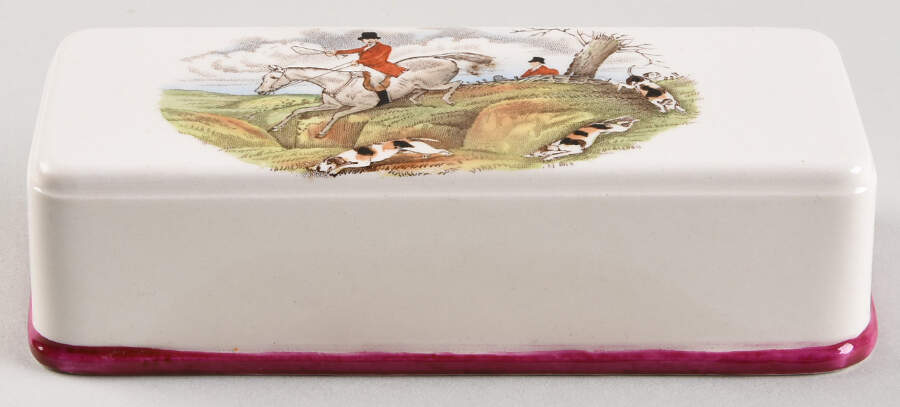 Herring Hunt The Hunt Red Lid for 1/4 Lb Butter by Spode-1