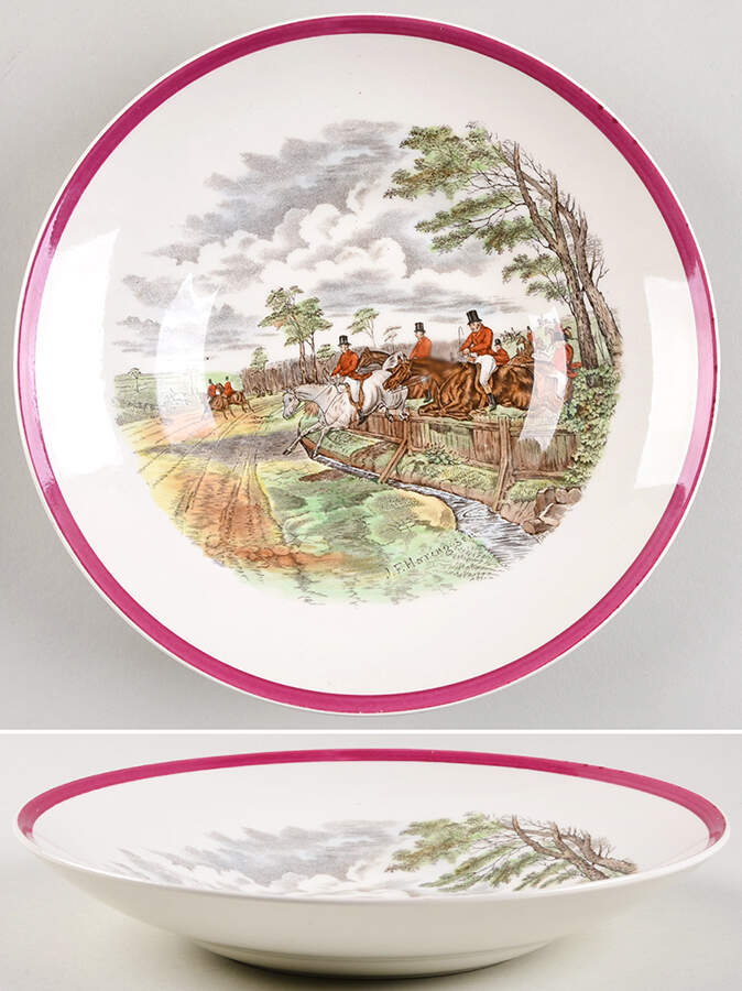 Herring Hunt The Hunt Red Bread and Butter Bowl by Spode-1
