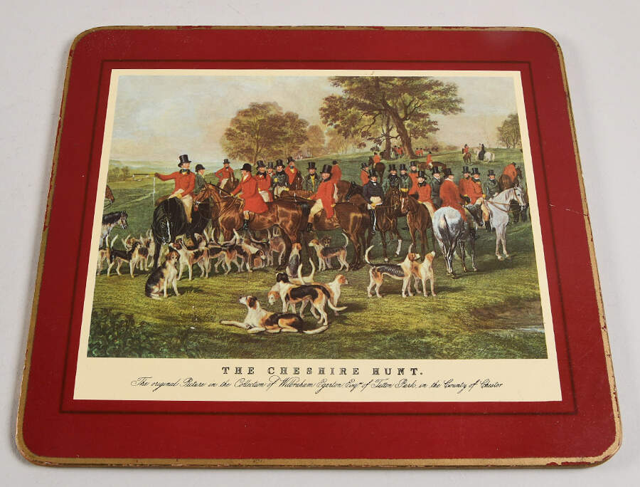 Herring Hunt The Hunt Red Rectangular Cork Back Trivet by Spode-1