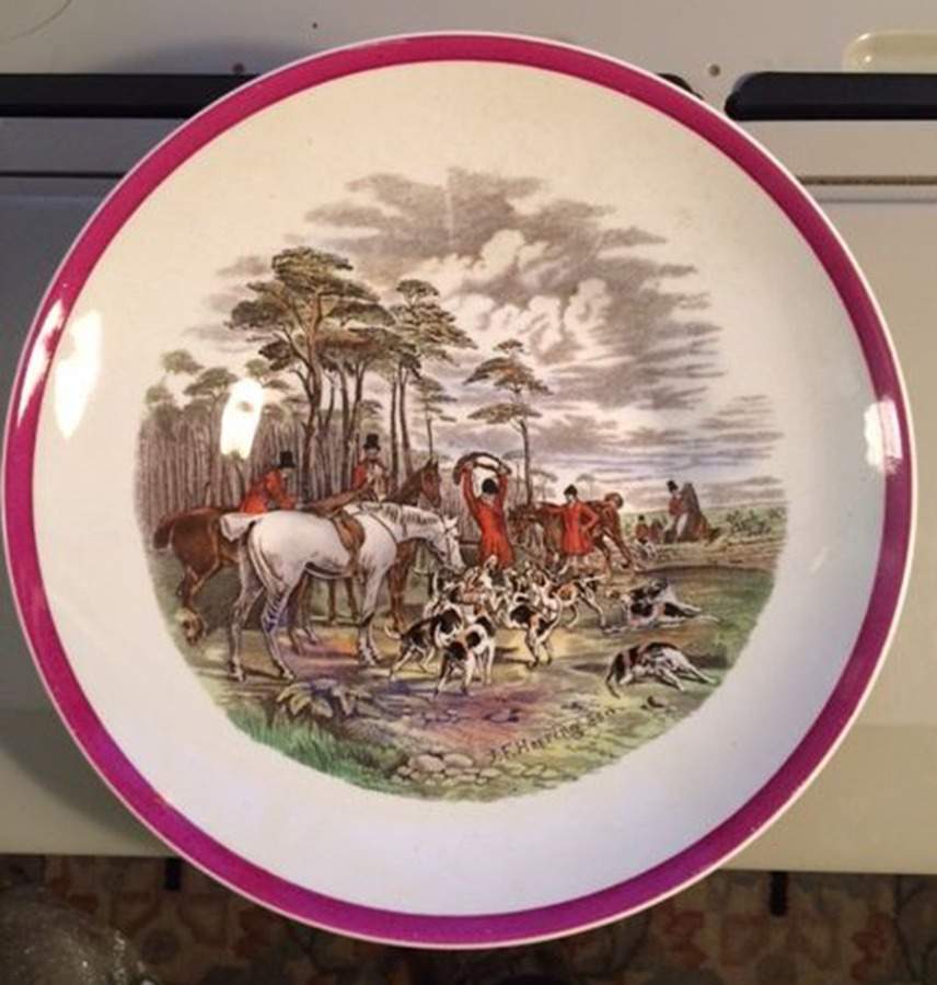 Herring Hunt The Hunt Red Bread and Butter Bowl by Spode-1