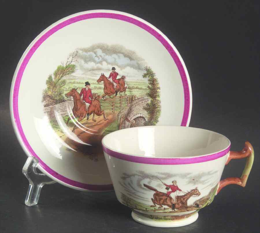 Herring Hunt The Hunt Red Footed Cup & Saucer Set by Spode-1