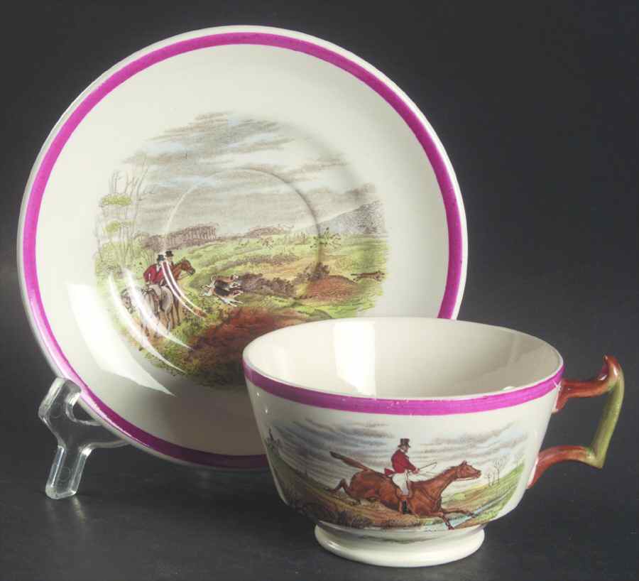 Herring Hunt The Hunt Red Footed Cup & Saucer Set by Spode-1