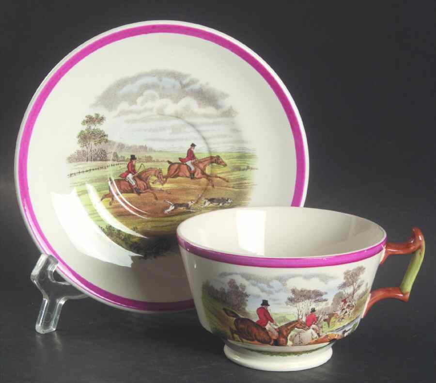 Herring Hunt The Hunt Red Footed Cup & Saucer Set by Spode-1