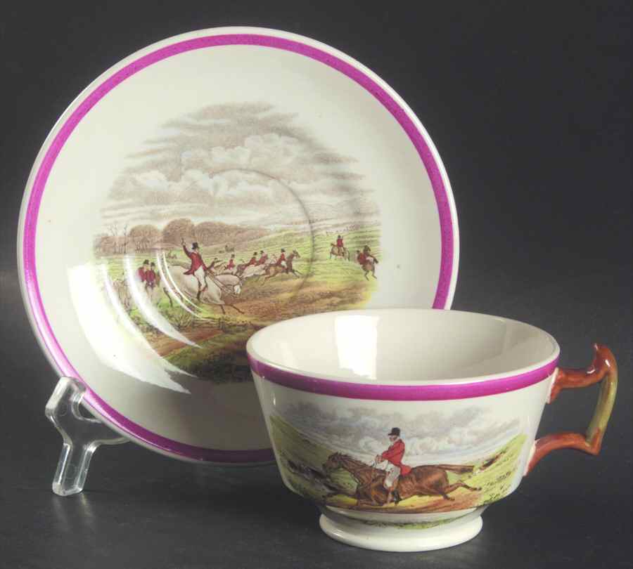 Herring Hunt The Hunt Red Footed Cup & Saucer Set by Spode-1