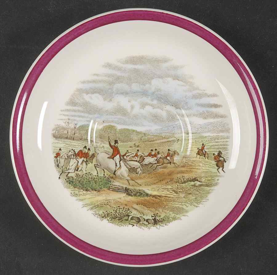 Herring Hunt The Hunt Red Saucer for Footed Cup by Spode-1