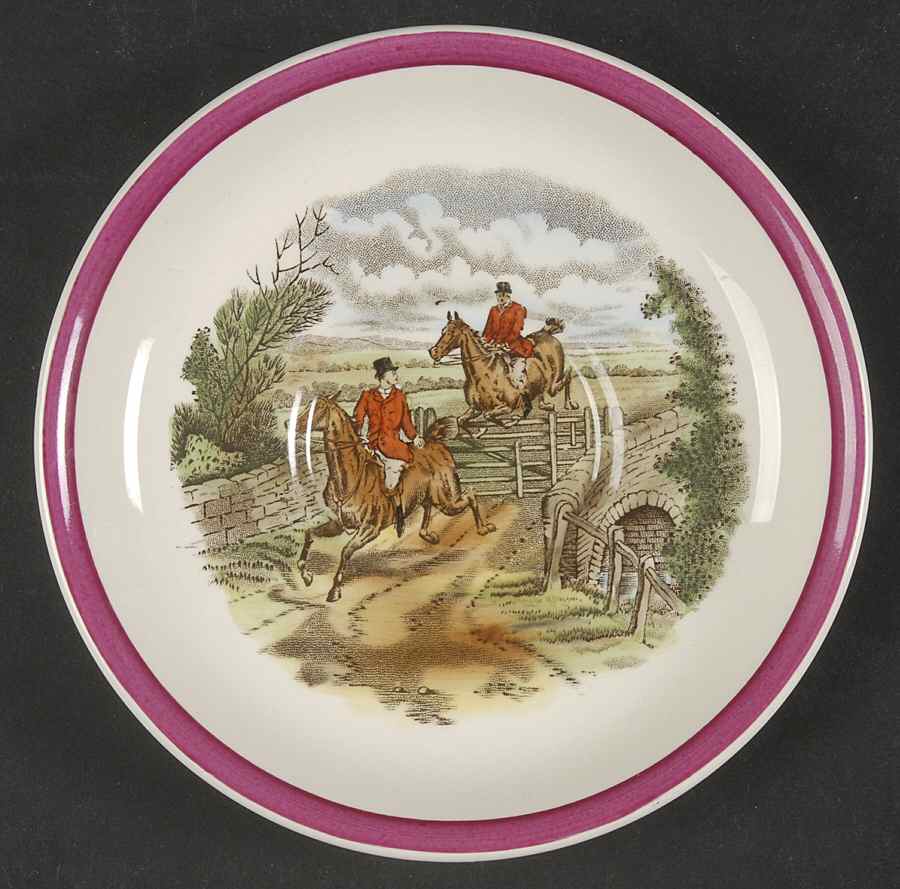 Herring Hunt The Hunt Red Saucer for Footed Cup by Spode-1