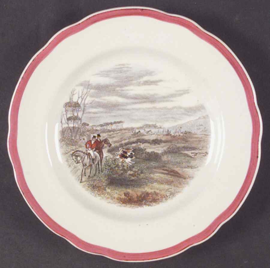 Herring Hunt The Hunt Red Bread & Butter Plate by Spode-1