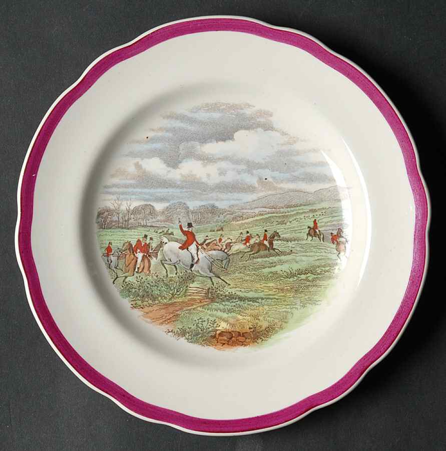 Herring Hunt The Hunt Red Bread & Butter Plate by Spode-1