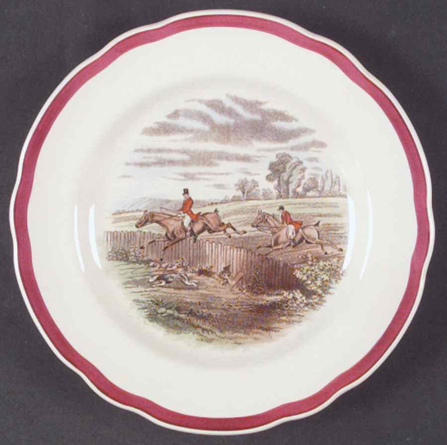 Herring Hunt The Hunt Red Bread & Butter Plate by Spode-1