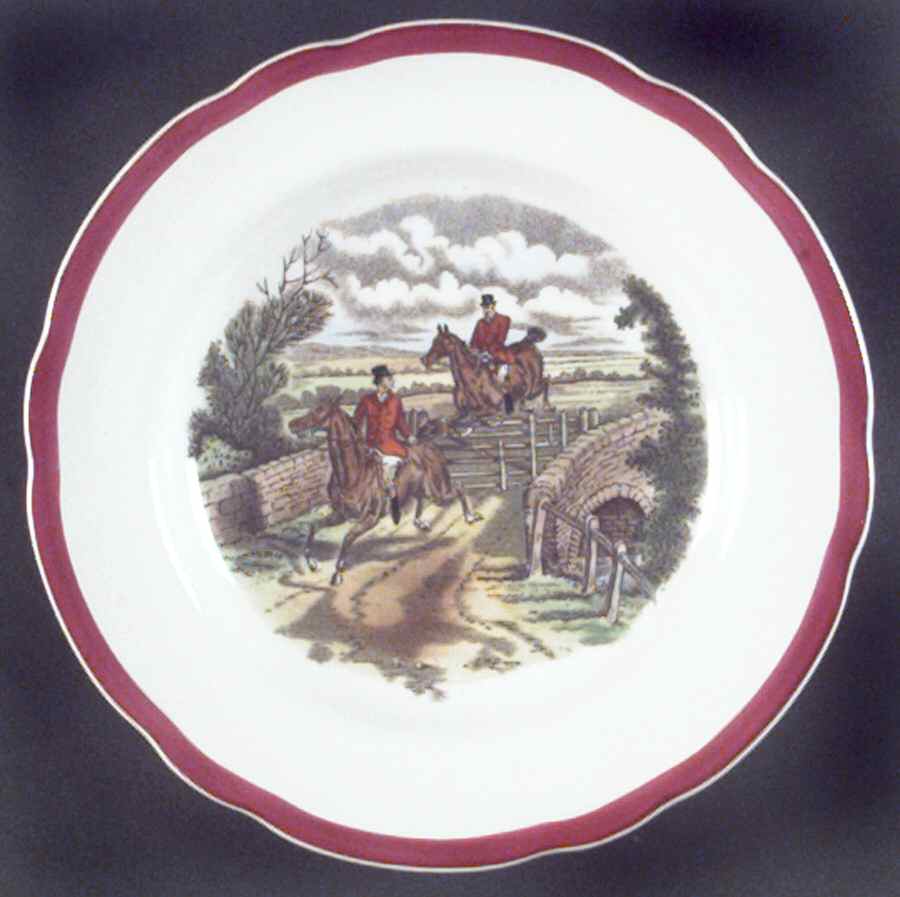 Herring Hunt The Hunt Red Bread & Butter Plate by Spode-1