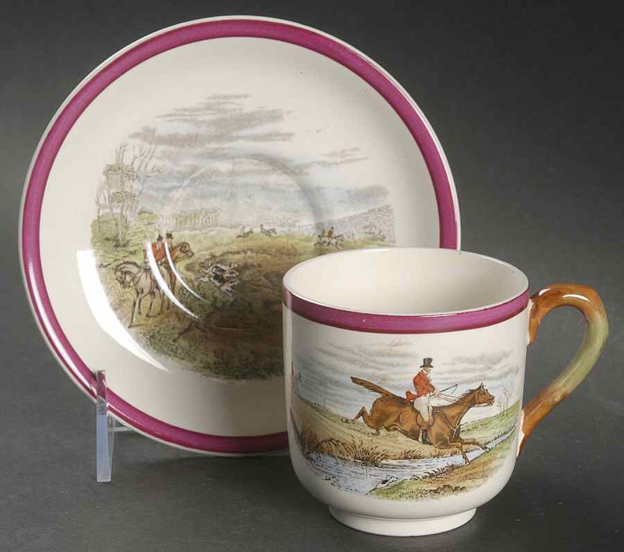 Herring Hunt The Hunt Red Footed Cup & Saucer Set by Spode-1