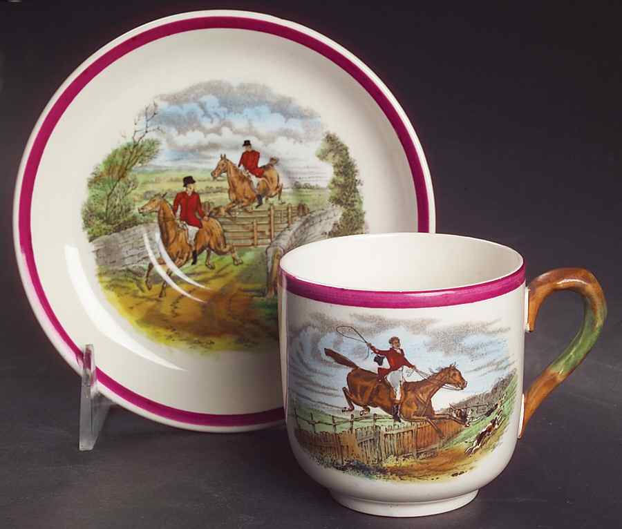 Herring Hunt The Hunt Red Footed Cup & Saucer Set by Spode-1