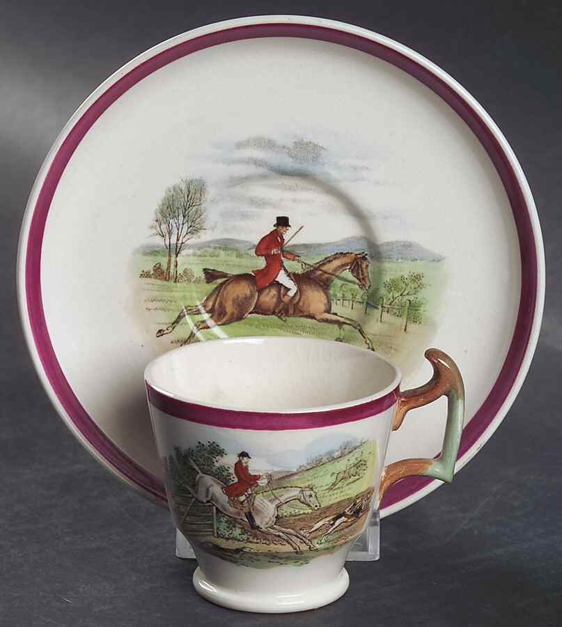 Herring Hunt The Hunt Red Footed Demitasse Cup & Saucer Set by Spode-1