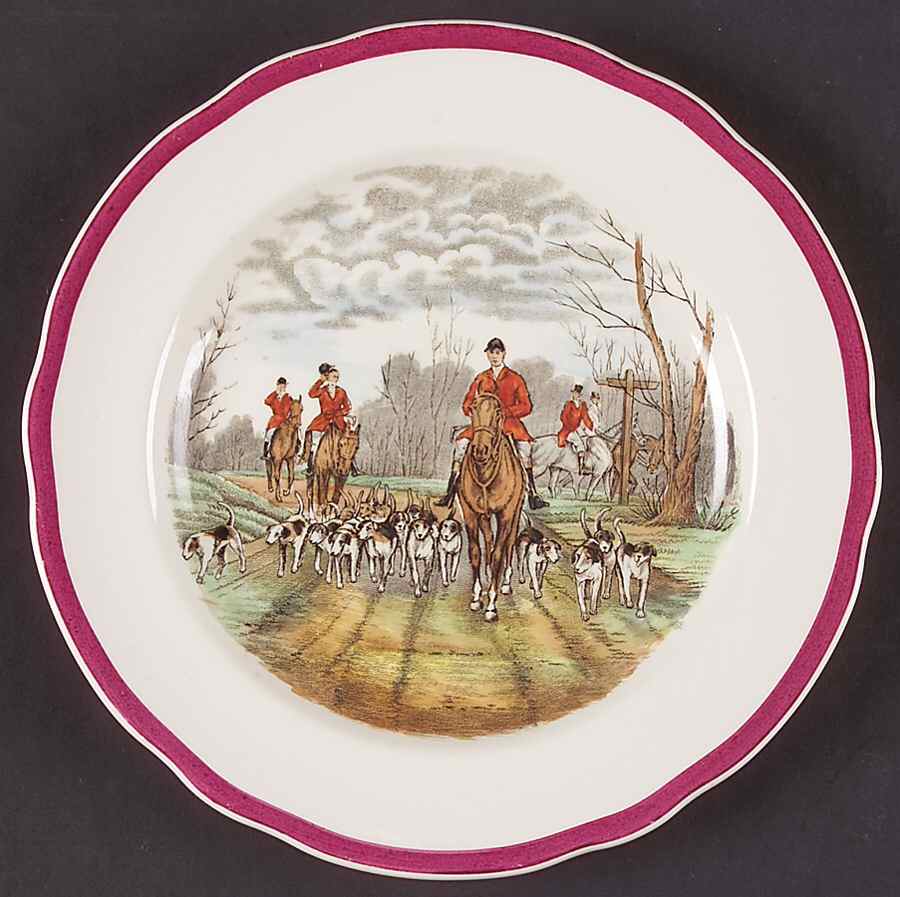 Herring Hunt The Hunt Red Salad Plate by Spode-1