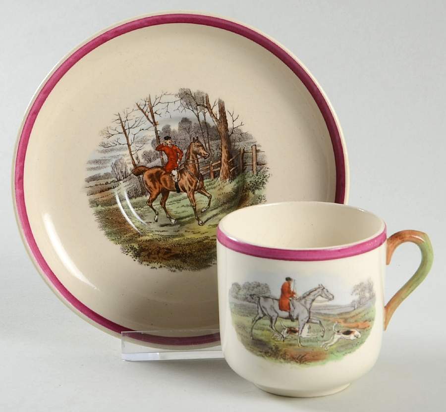 Herring Hunt The Hunt Red Flat Demitasse Cup & Saucer Set by Spode-1