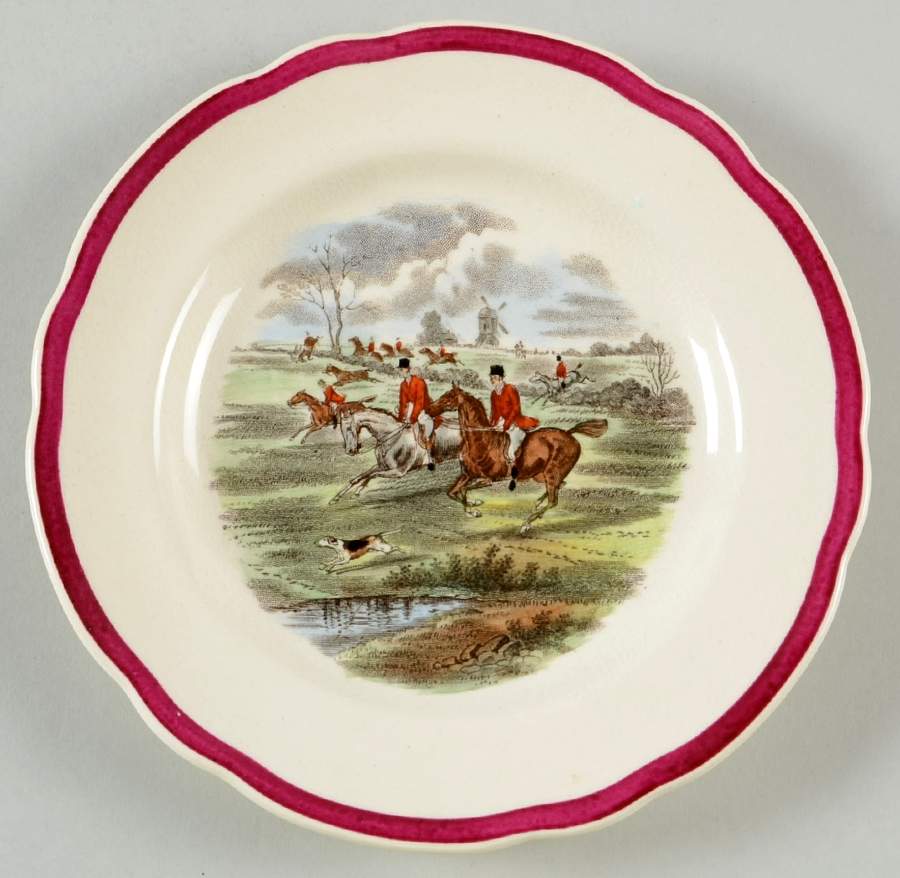 Herring Hunt The Hunt Red Bread & Butter Plate by Spode-1