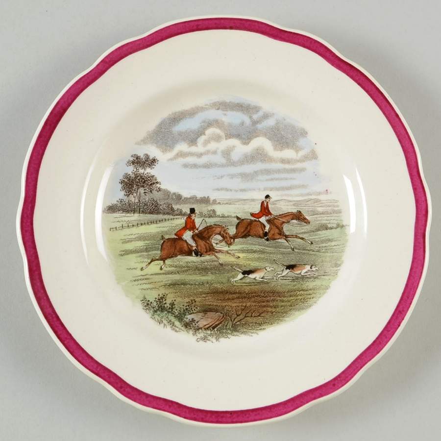 Herring Hunt The Hunt Red Bread & Butter Plate by Spode-1