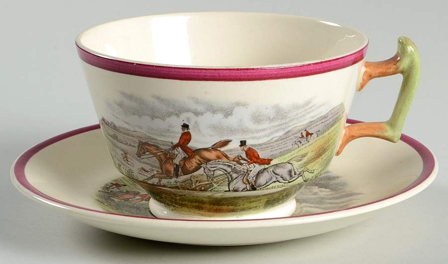Herring Hunt The Hunt Red Footed Cup & Saucer Set by Spode-1