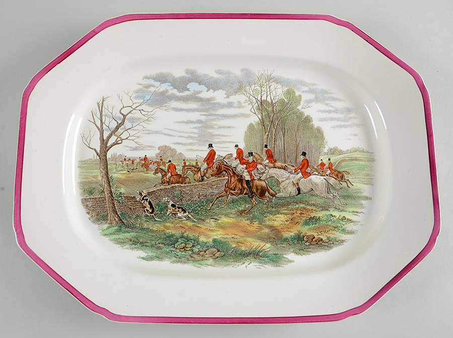 Herring Hunt The Hunt Red 16" Oval Serving Platter by Spode-1