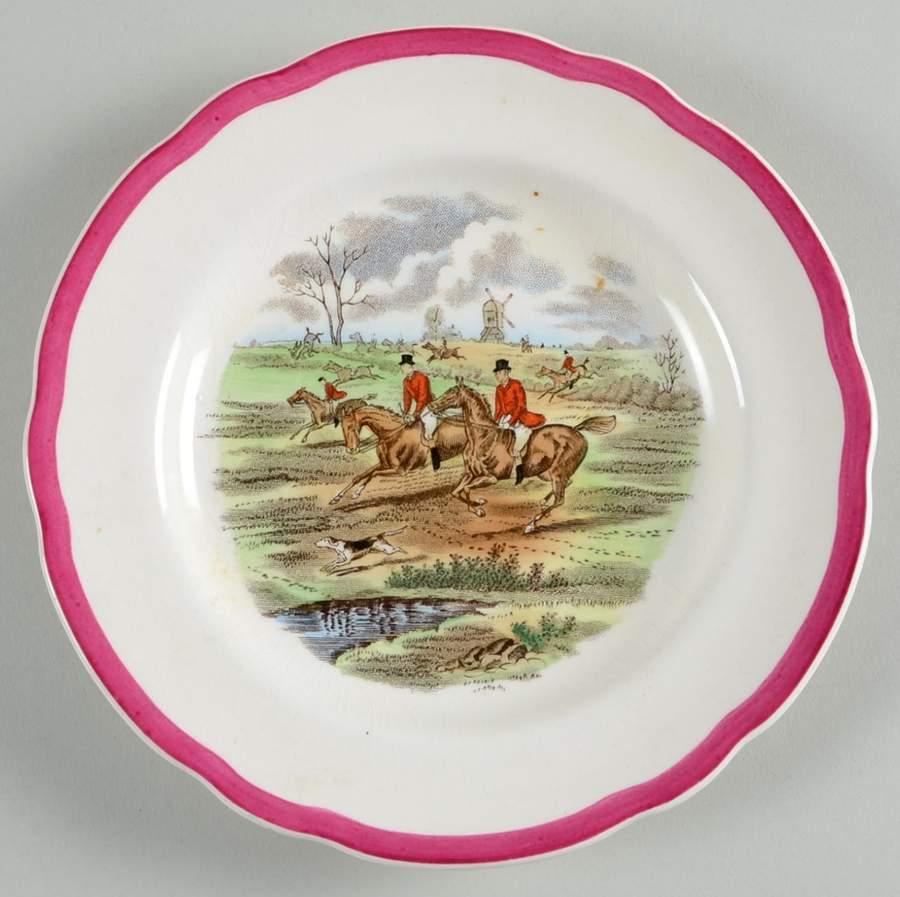 Herring Hunt The Hunt Red Bread & Butter Plate by Spode-1