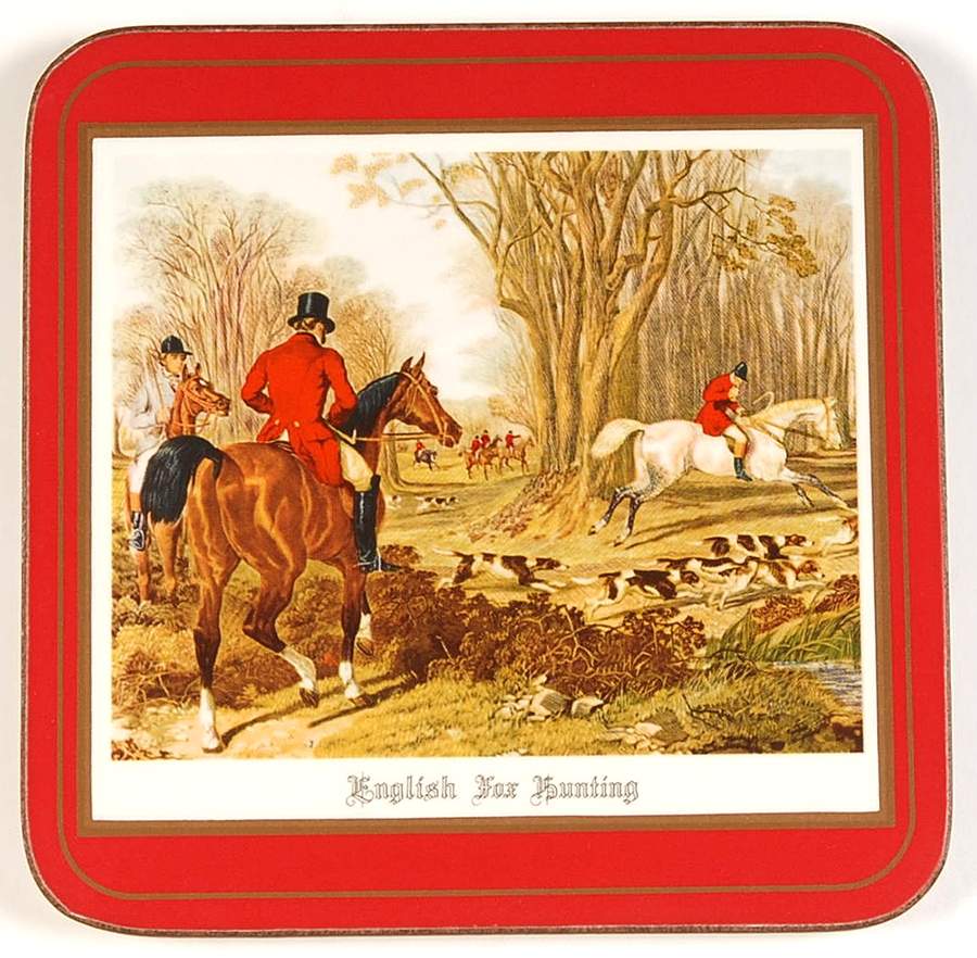 Herring Hunt The Hunt Red Square Corkback Coaster by Spode-1